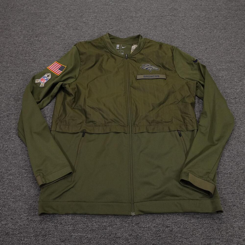 Denver Broncos Jacket Mens Large Green NFL Football Nike Salute To Service